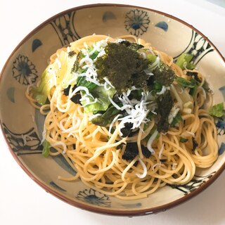 レタスと焼き海苔のペペロンチーノ